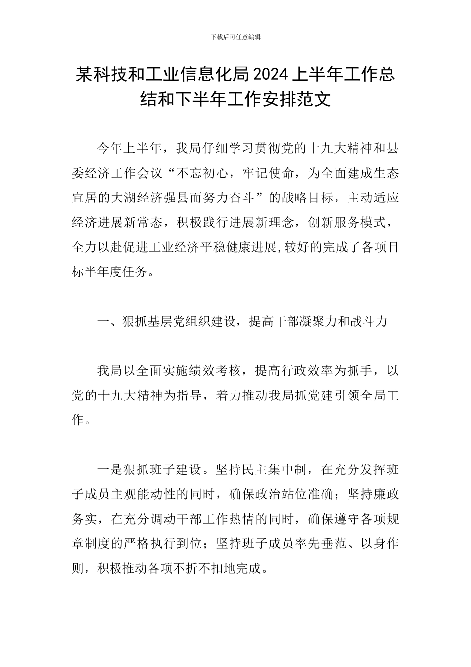 某科技和工业信息化局2024上半年工作总结和下半年工作安排范文_第1页