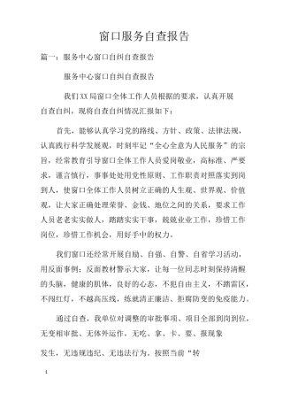 窗口服务自查报告