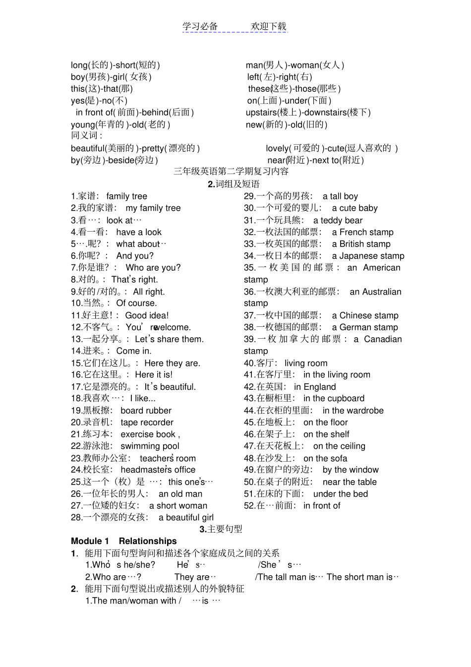 三年级英语归纳复习资料下_第3页