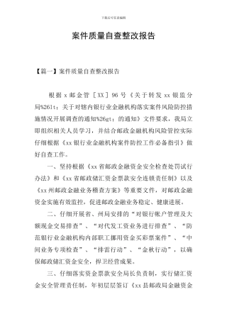 案件质量自查整改报告