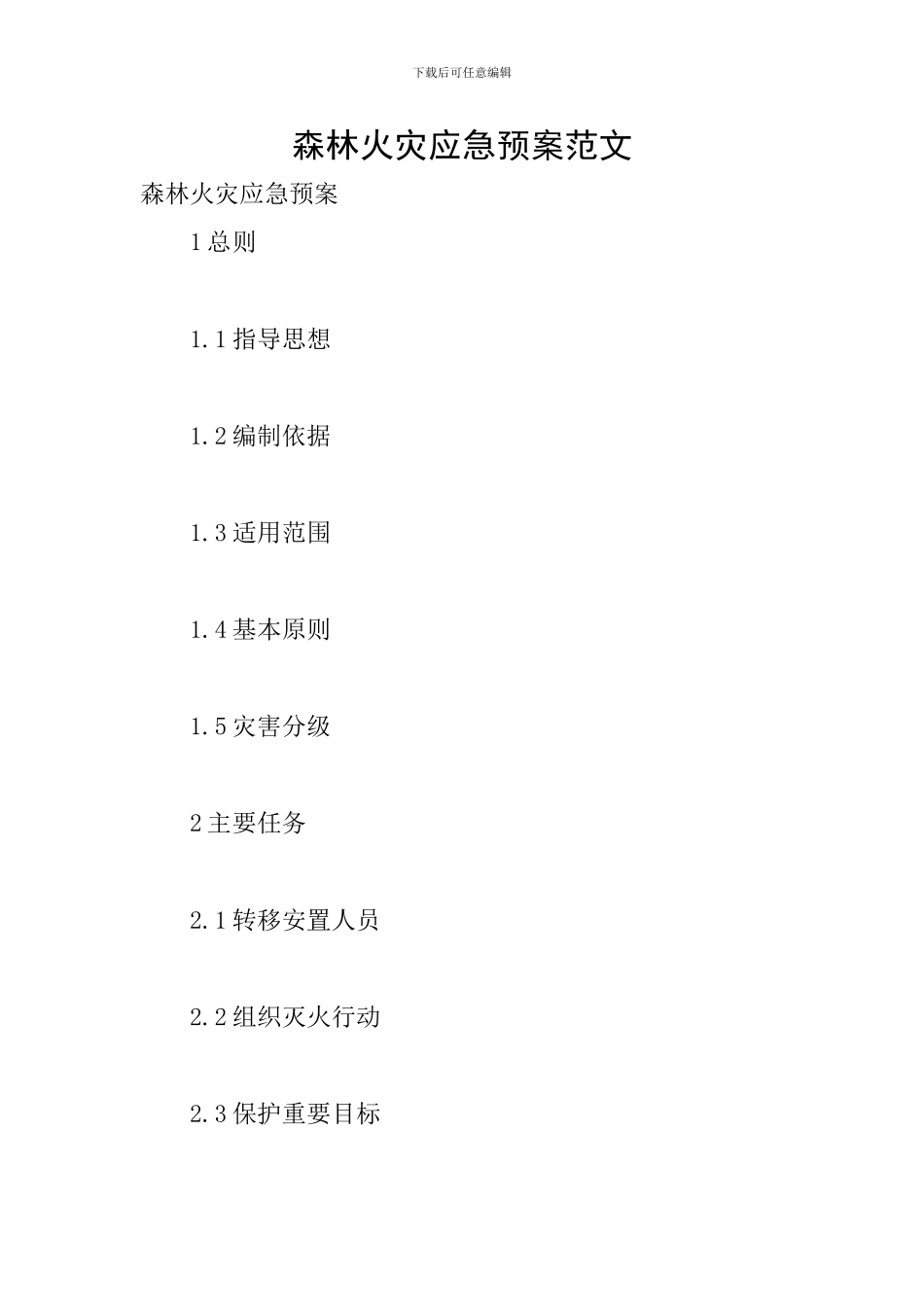 森林火灾应急预案范文_第1页