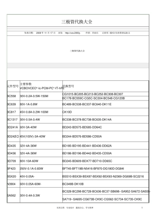 三极管代换大全