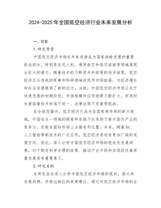 2024-2025年全国低空经济行业未来发展分析