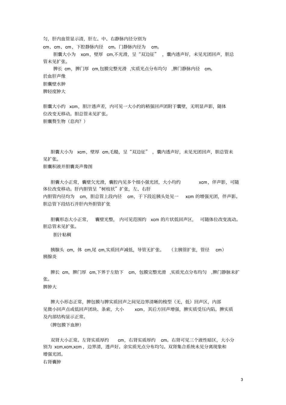 三甲医院超声诊断报告常用模板汇总_第3页
