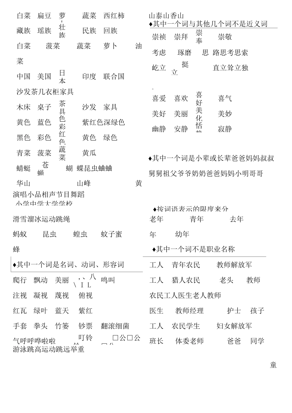 找出不是同一类的词语画横线_第3页