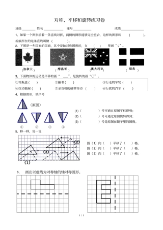 三级下册对称平移和旋转练习