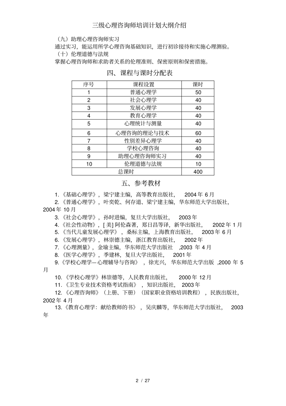 三级心理咨询师培训计划大纲介绍_第2页