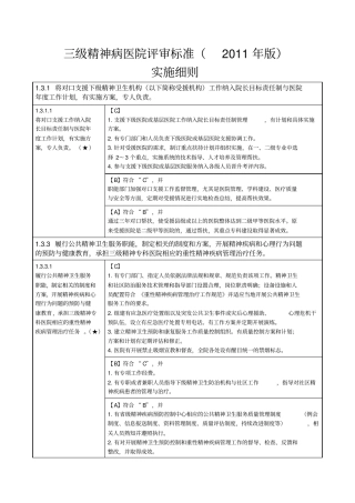 三级精神病医院评审标准实施细则核心条款概要