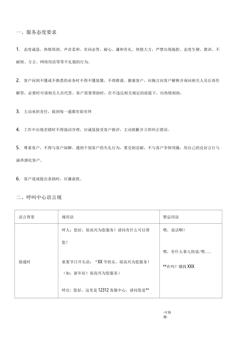 客服中心标准话术及应答规范_第2页