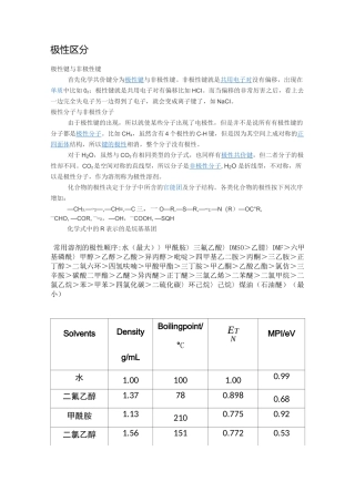 常用的溶剂的极性和沸点