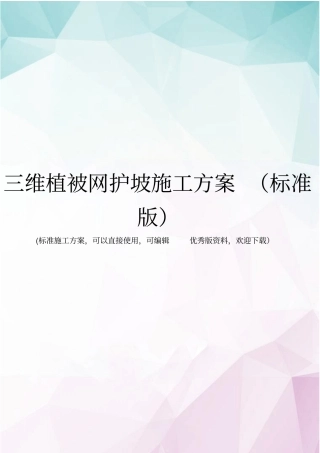 三维植被网护坡施工方案标准版