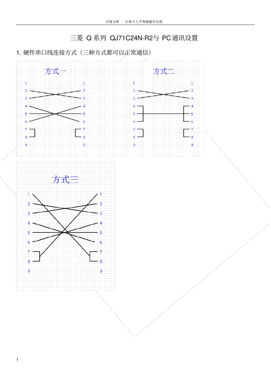 三菱Q系列QJ71C24NR2连PC通讯设置_第1页
