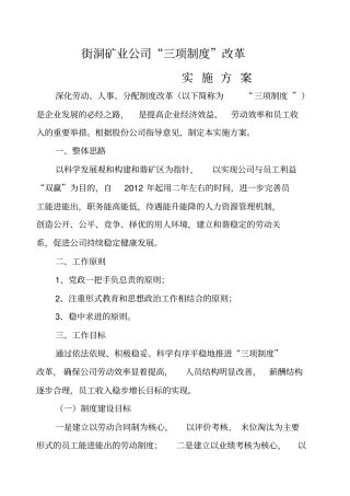 三项制度改革方案