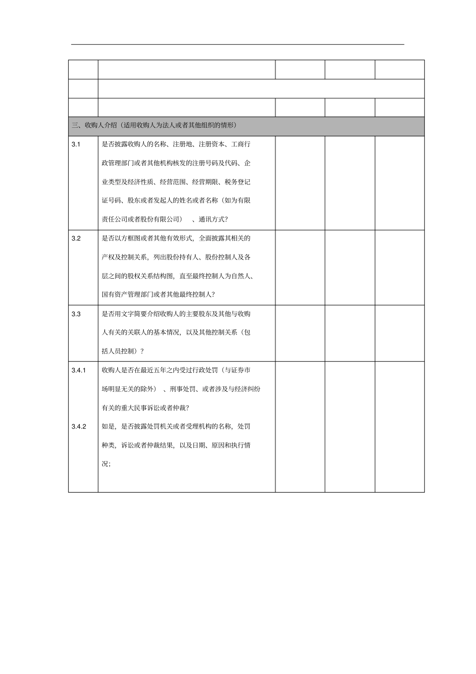上公司收购报告书摘要审核对照表可编辑_第1页