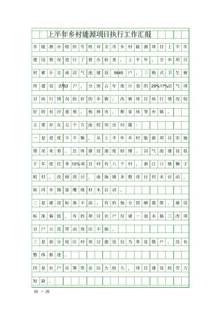 上半年乡村能源项目执行工作汇报精品工作报告