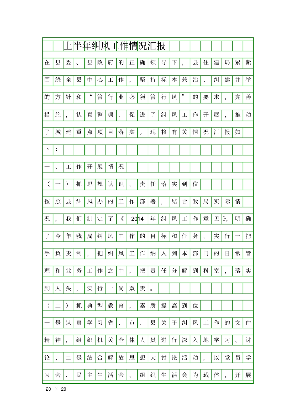 上半年纠风工作情况汇报精品工作报告_第1页