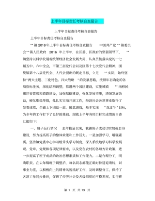 上半年目标责任考核自查报告【可编辑版】