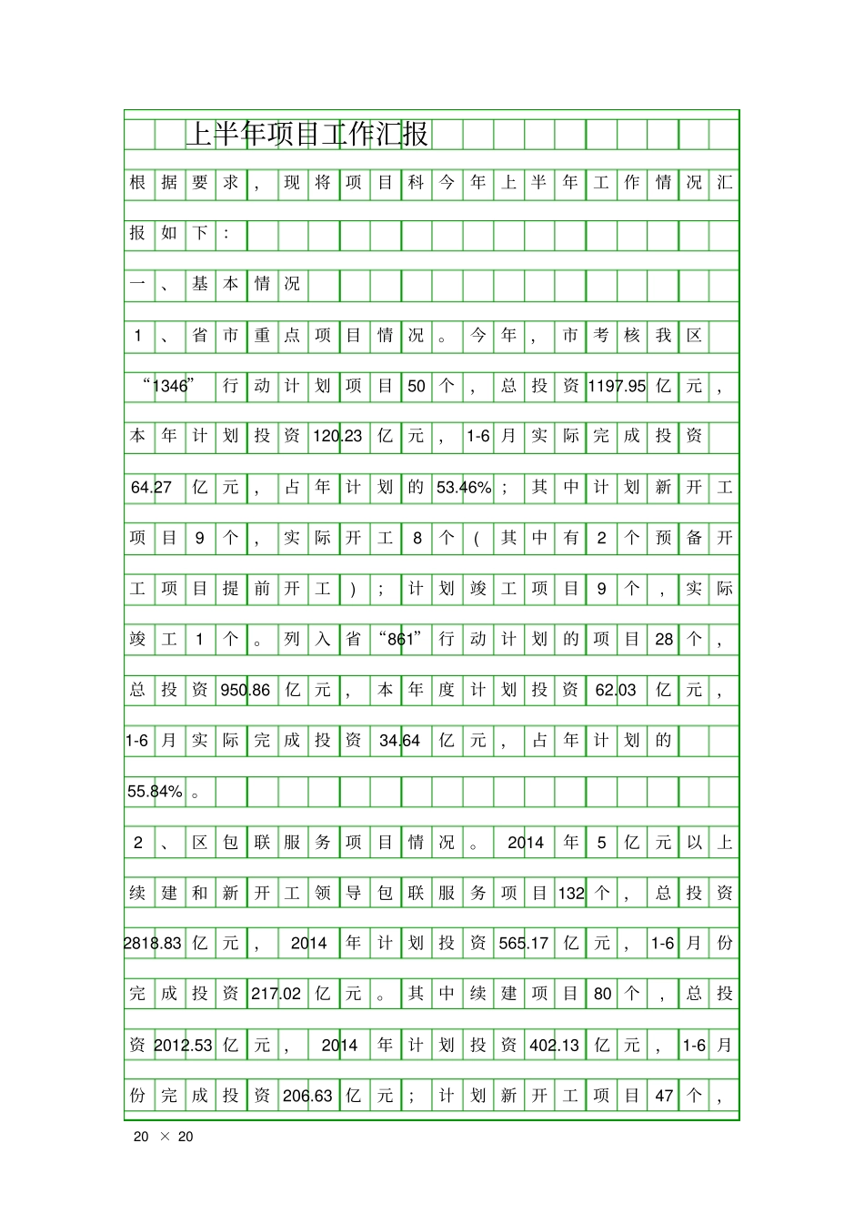 上半年项目工作汇报精品工作报告_第1页