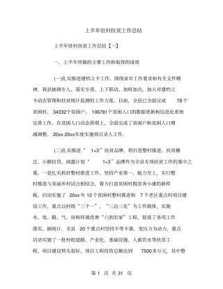 上半年驻村扶贫工作总结