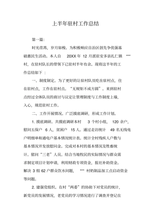 上半年驻村工作总结