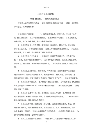 上司对员工的评价