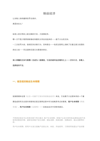 粉丝经济概述