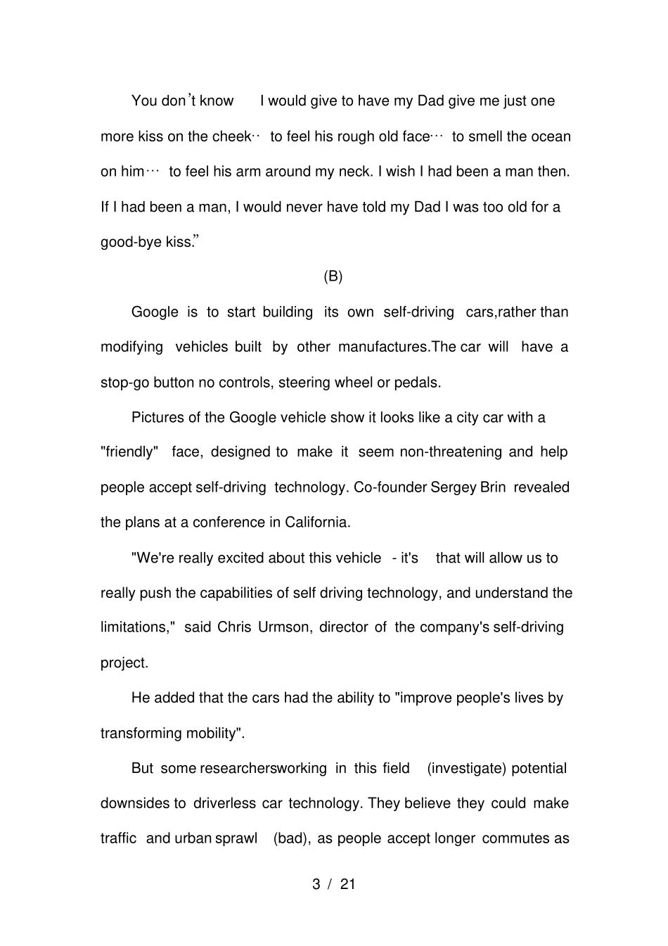 上海交通大学附属中学16届高三英语下册开学摸底考试卷_第3页