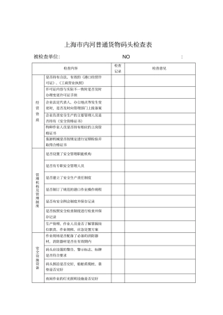 上海内河普通货物码头检查表