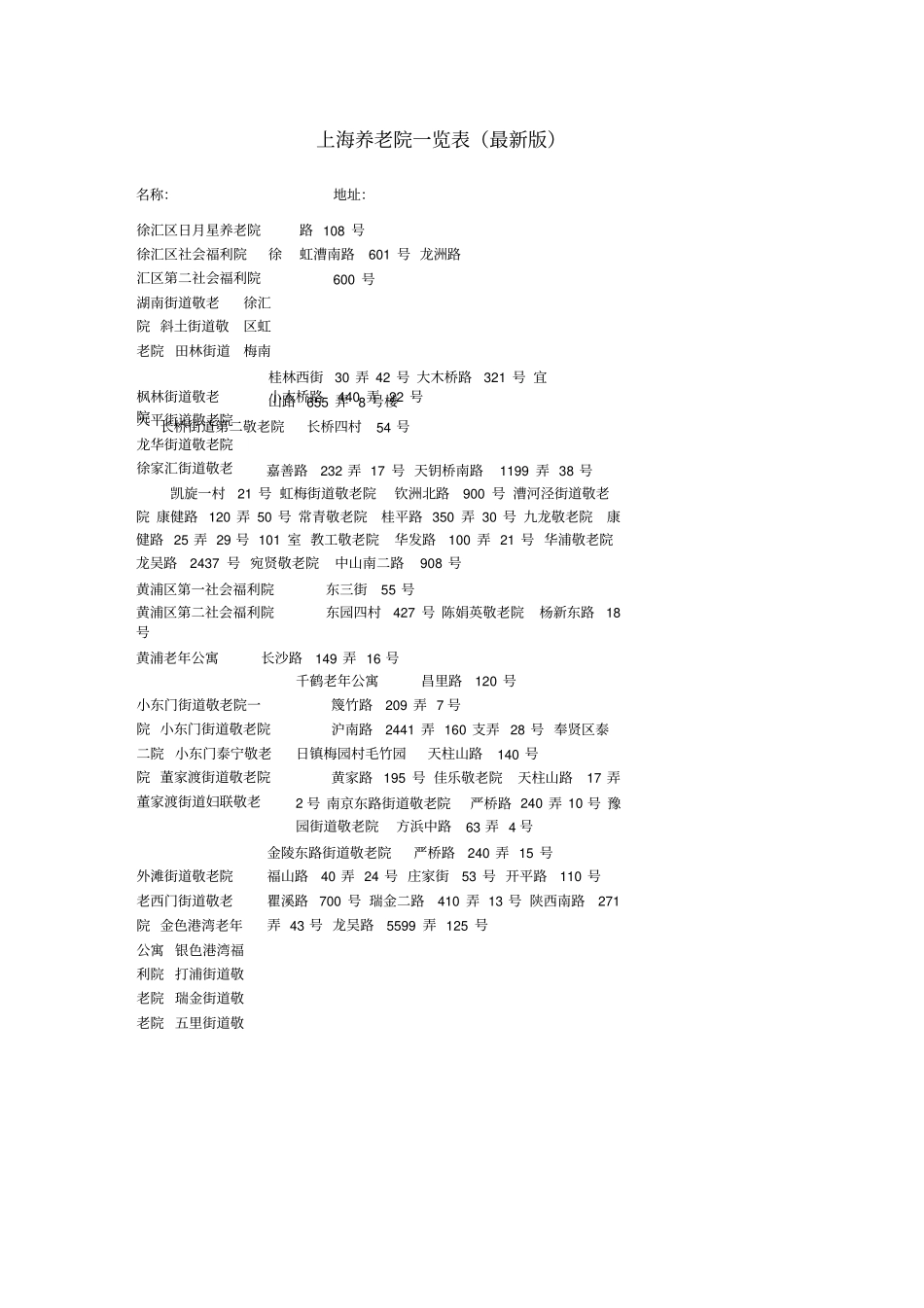 上海养老院一览表_第1页