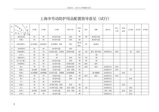 上海劳动防护用品配置指导意见试行