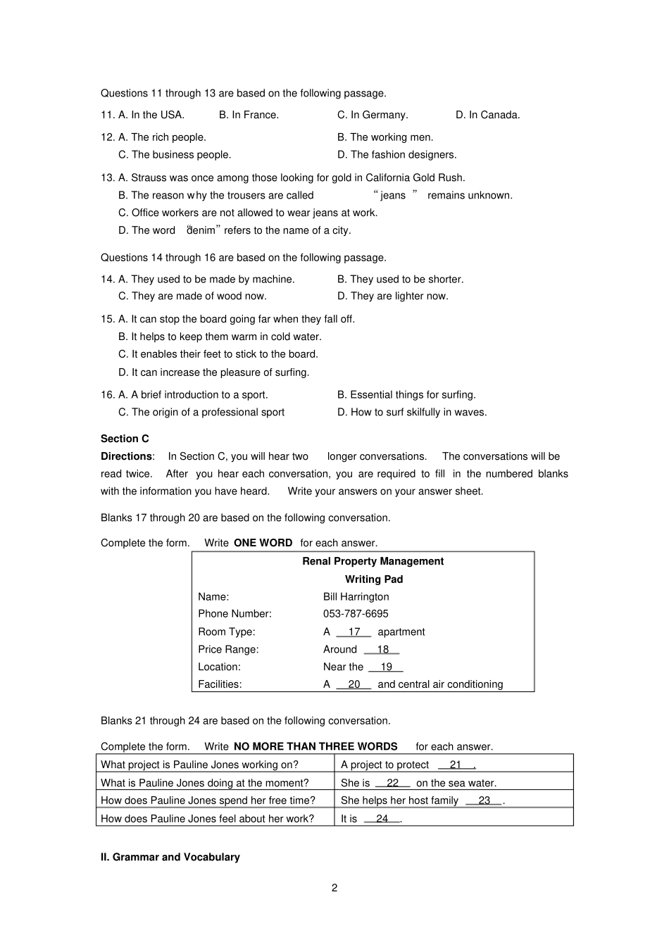 上海复兴高级中学2013学年第一学期期中考试_第2页