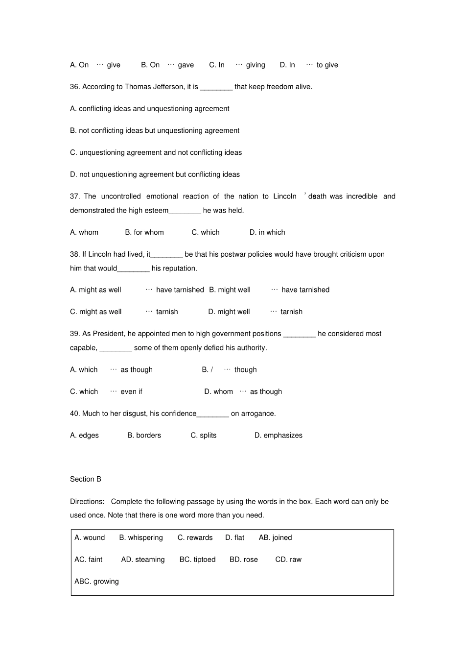 上海复旦大学附属中学20182019学年第二学期高二英语期中试卷英语试题x_第3页