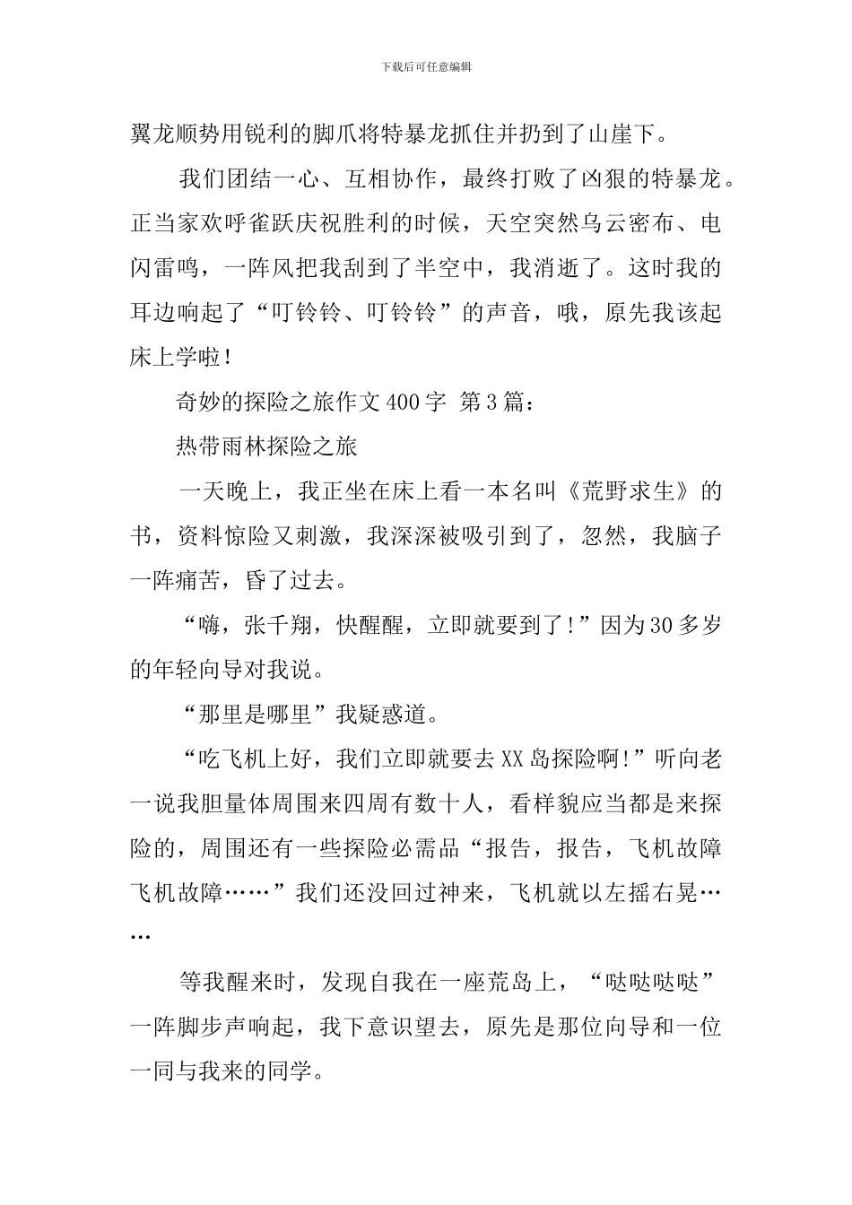 神奇的探险之旅作文400字_第3页