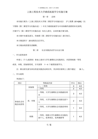 上海工程技术大学素质拓展学分实施方案