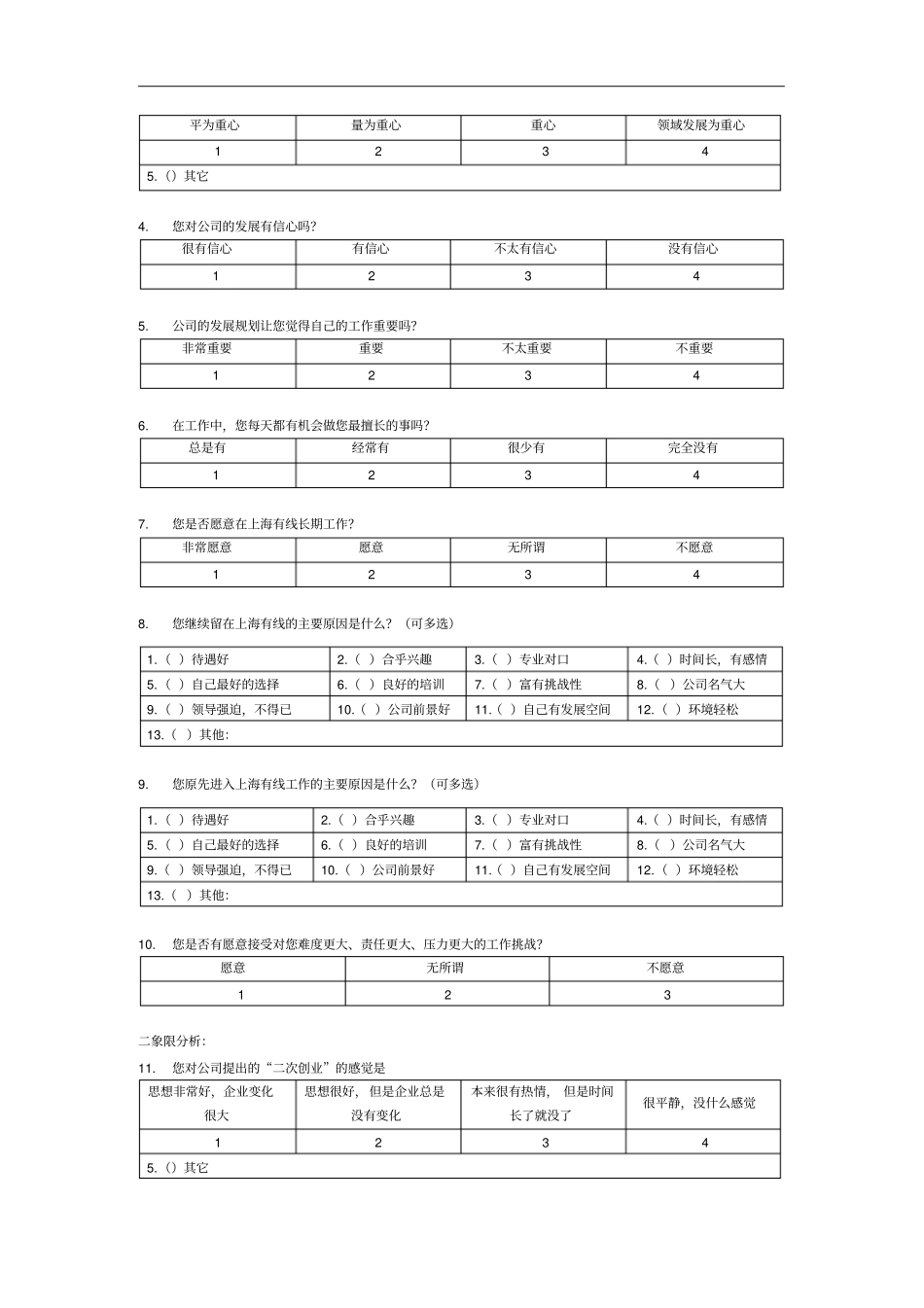 上海某公司企业文化调查问卷_第3页
