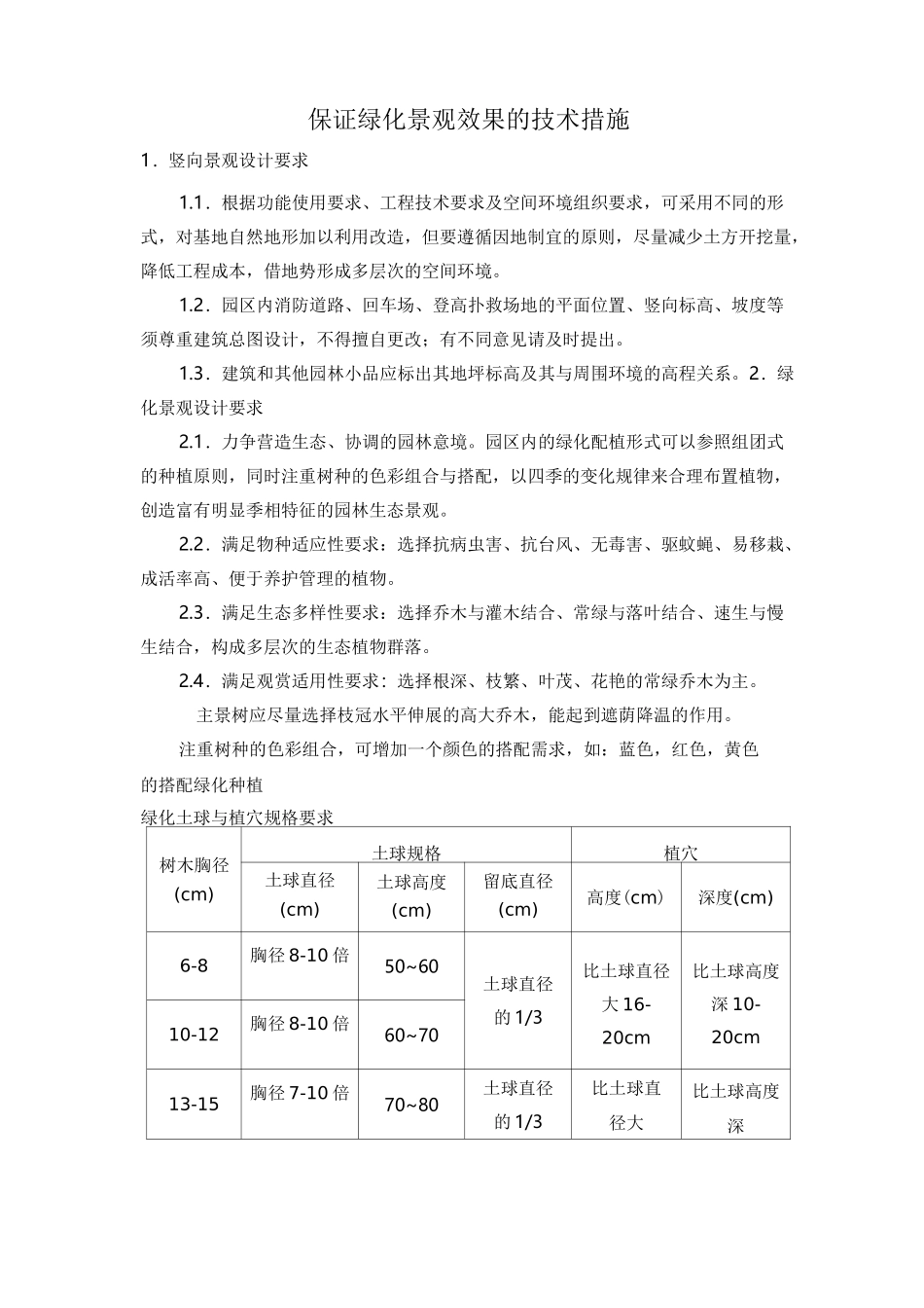 保证绿化景观效果的技术措施方案_第1页