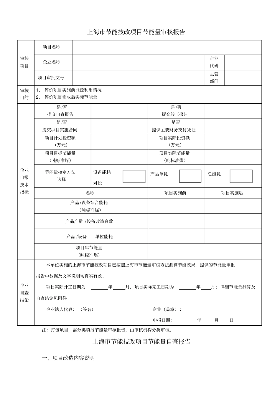 上海节能技改项目节能量审核报告_第1页