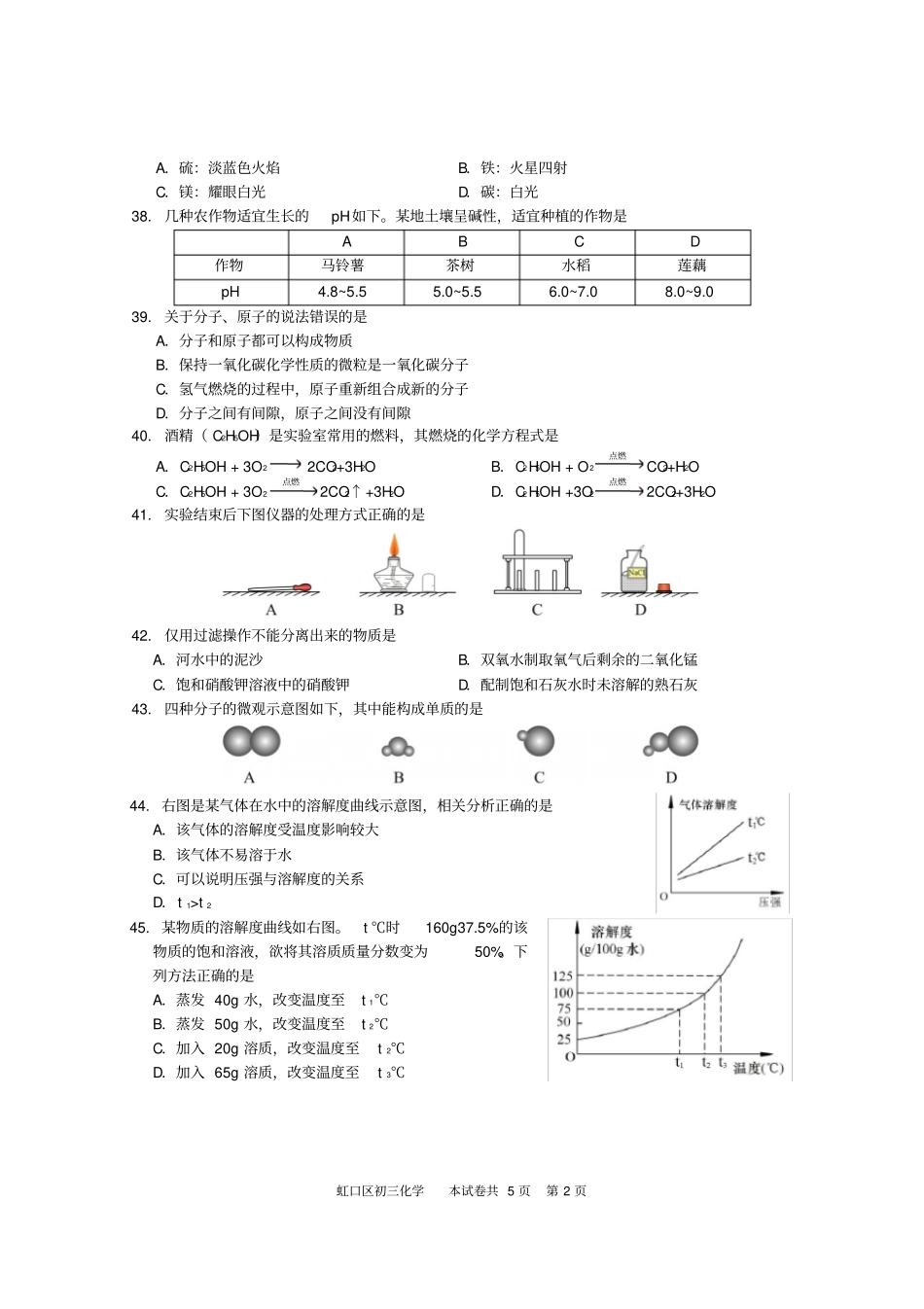 上海虹口区2012017学年九年级第一学期期终教学质量监控测试化学试题资料_第2页