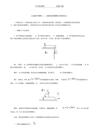 上海高中物理剖析滑动摩擦力的知识点