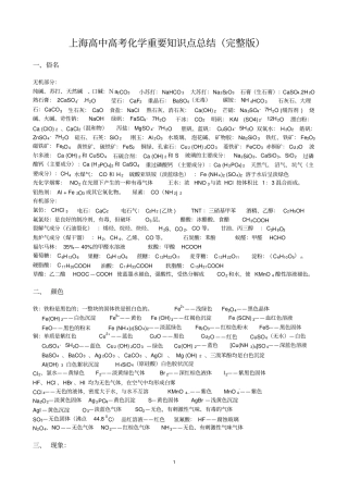 上海高中高考化学重要知识点总结汇总
