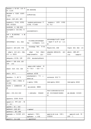 上海高考阅读高频词汇整理