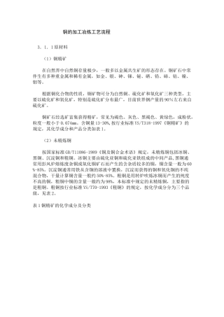 铜的加工冶炼工艺流程