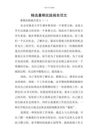 精选暑期实践报告范文