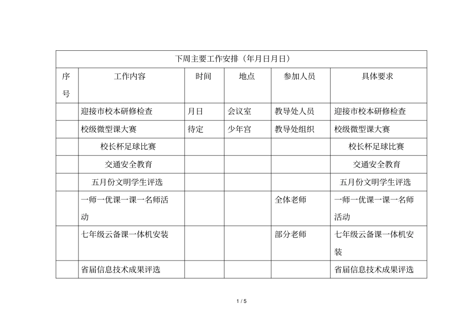 下周主要工作安排_第1页