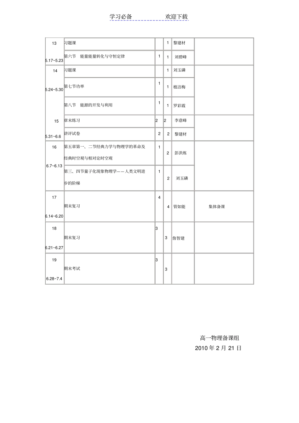 下学期高一物理备课组工作计划_第3页