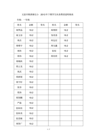 下期伙食费清退明细表