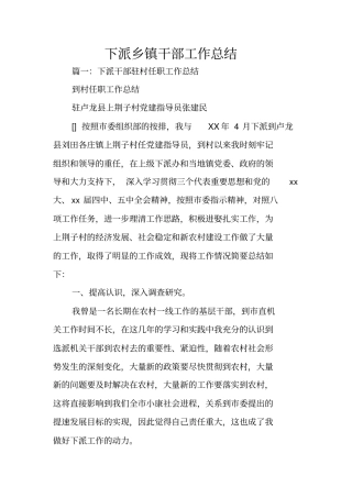 下派乡镇干部工作总结