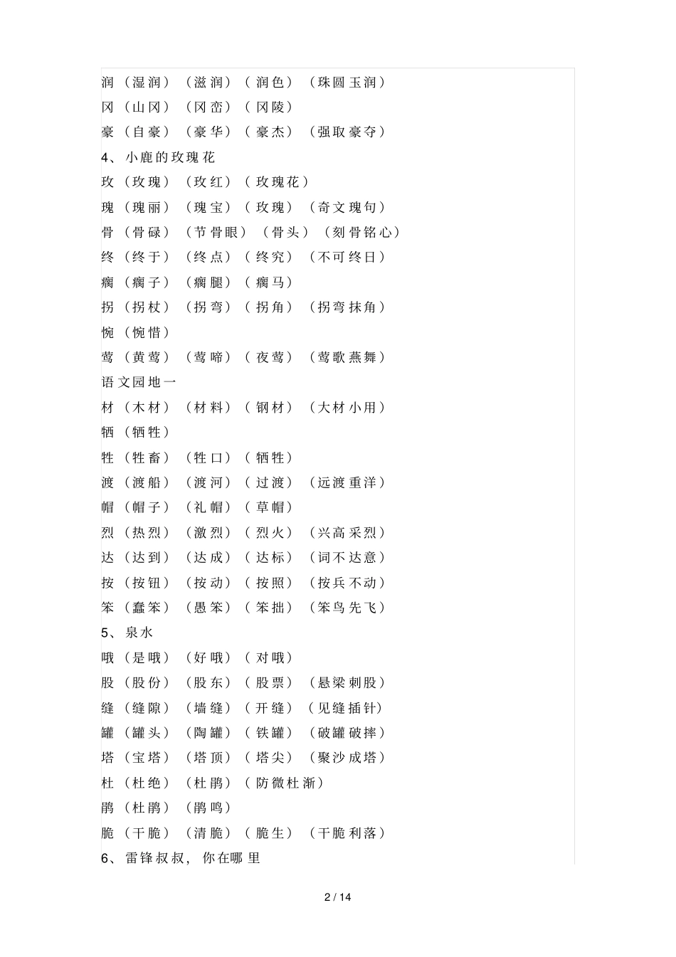 下表组词参考_第2页