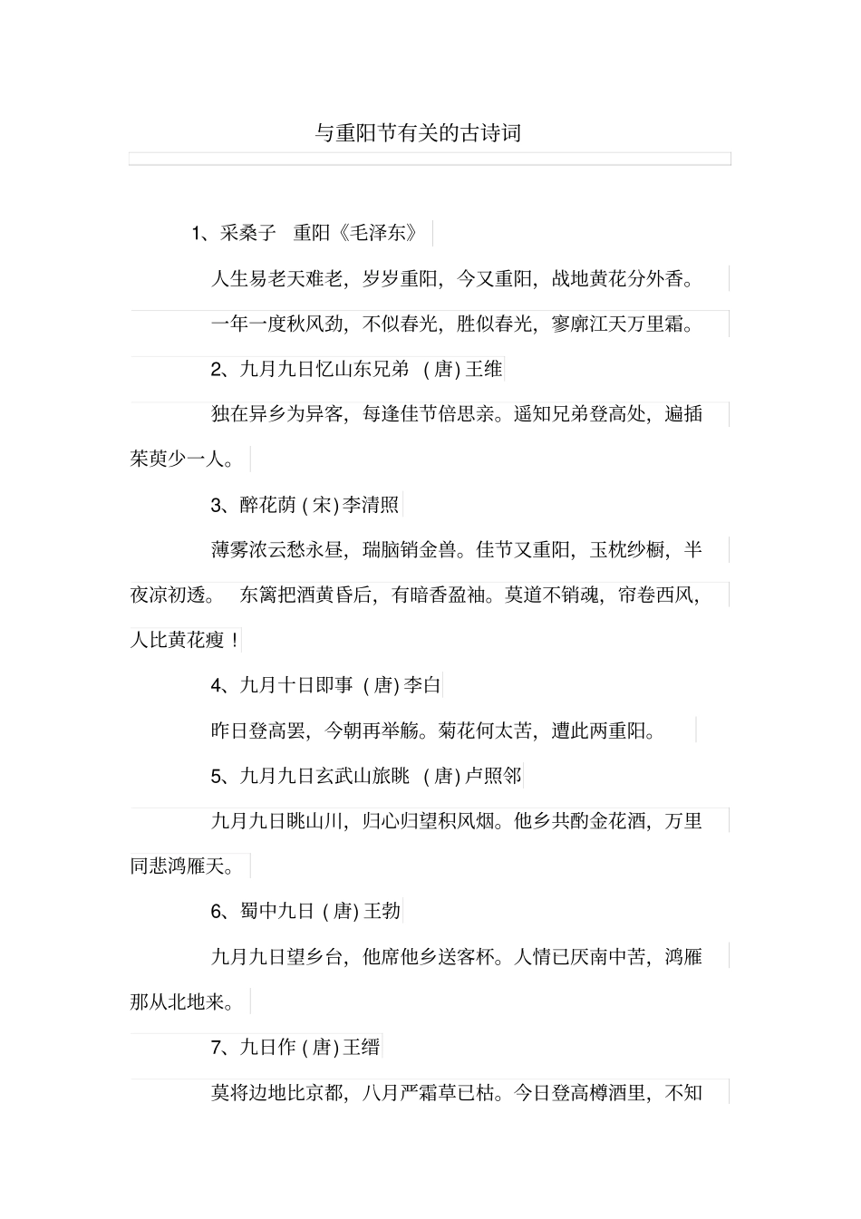 与重阳节有关的古诗词_第1页