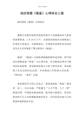 组织观看《镜鉴》心得体会三篇
